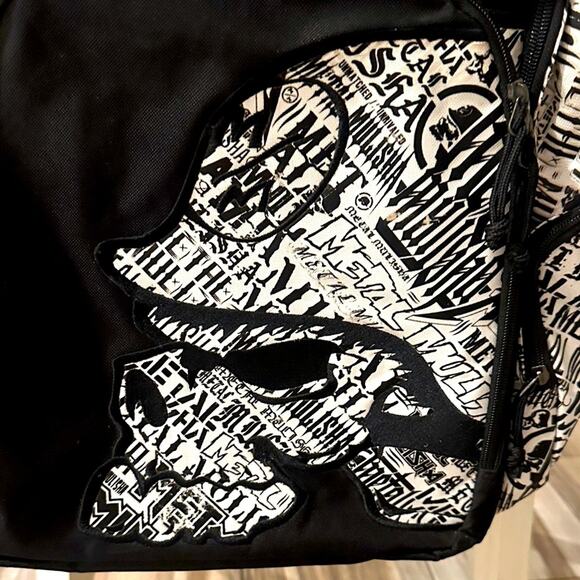 NWOT Rare Metal Mulisha Backpack Vintage Black White Laptop Bag Tons of Pockets - Picture 4 of 14